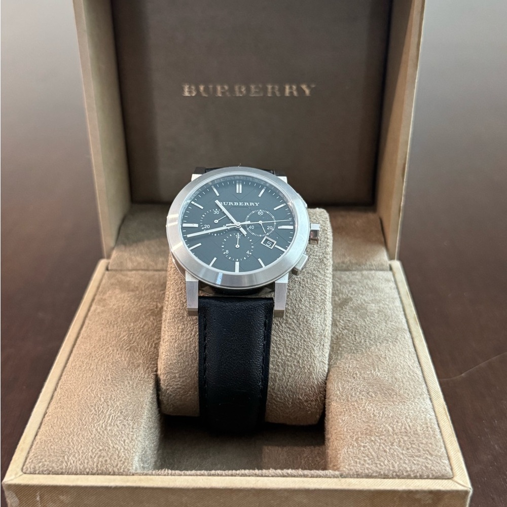 Burberry Black Leather Strap Watch